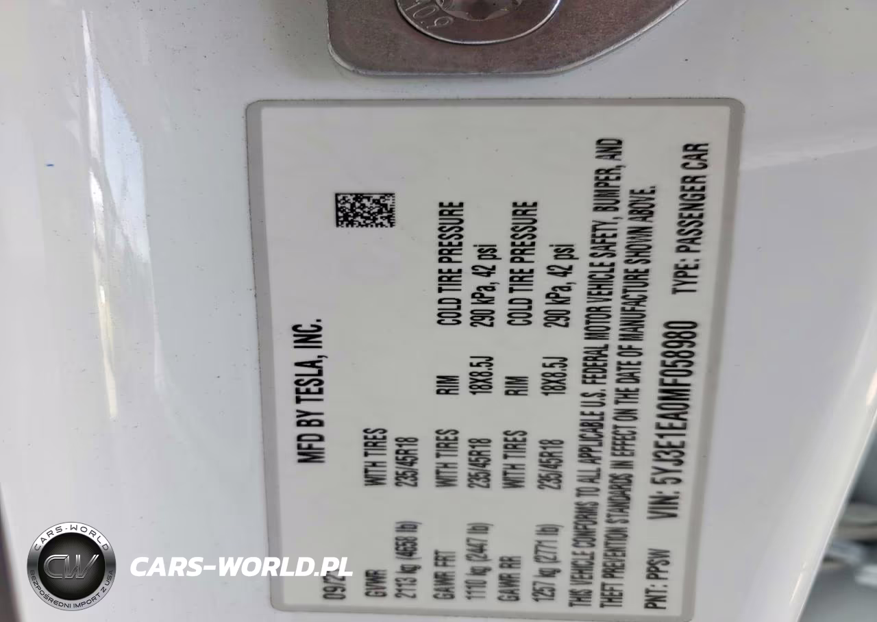 2021 Tesla Model 3 VIN:5YJ3E1EA0MF058980 - 12