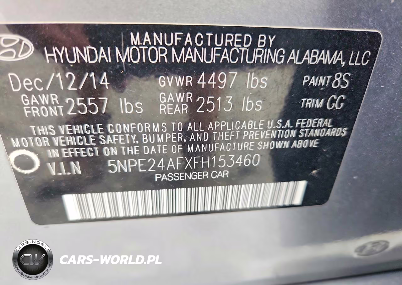 2015 Hyundai Sonata Se VIN:5NPE24AFXFH153460 - 12