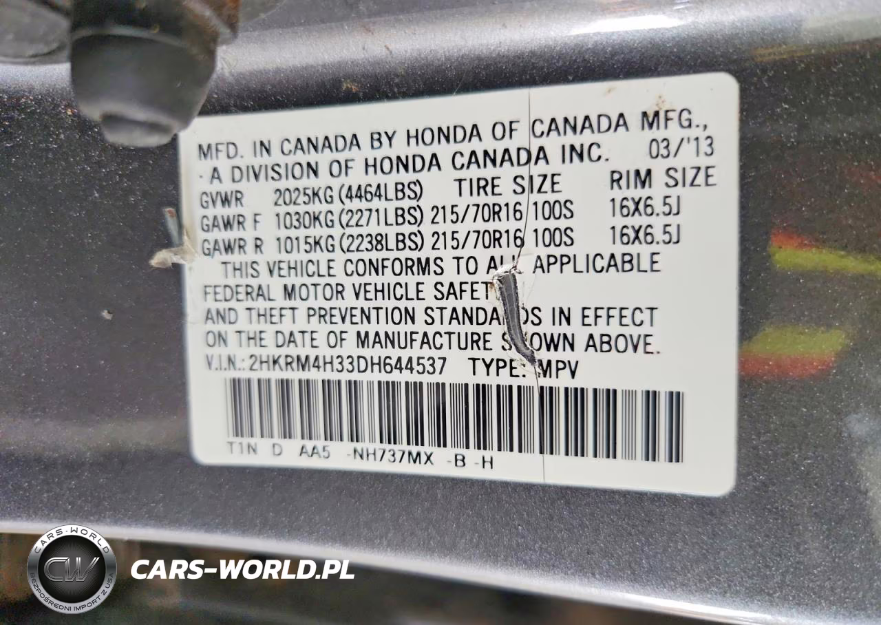 2013 Honda Cr-V Lx VIN:2HKRM4H33DH644537 - 12