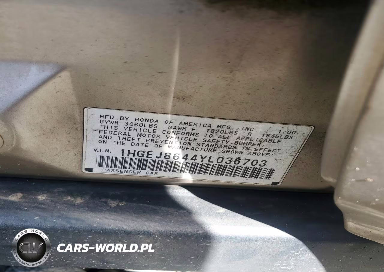 2000 Honda Civic Ex VIN:1HGEJ8644YL036703 - 12