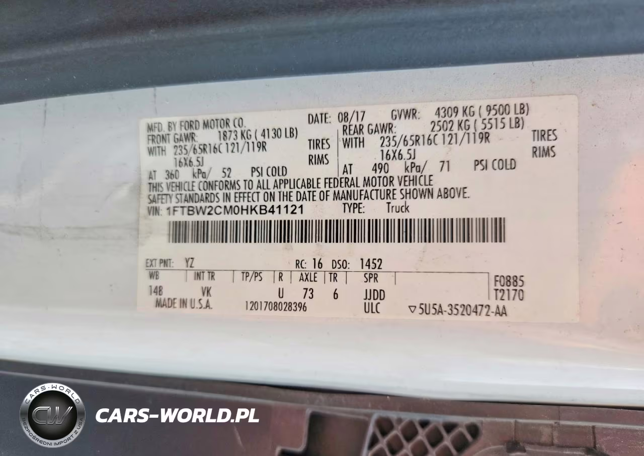 2017 Ford Transit T-350 VIN:1FTBW2CM0HKB41121 - 13