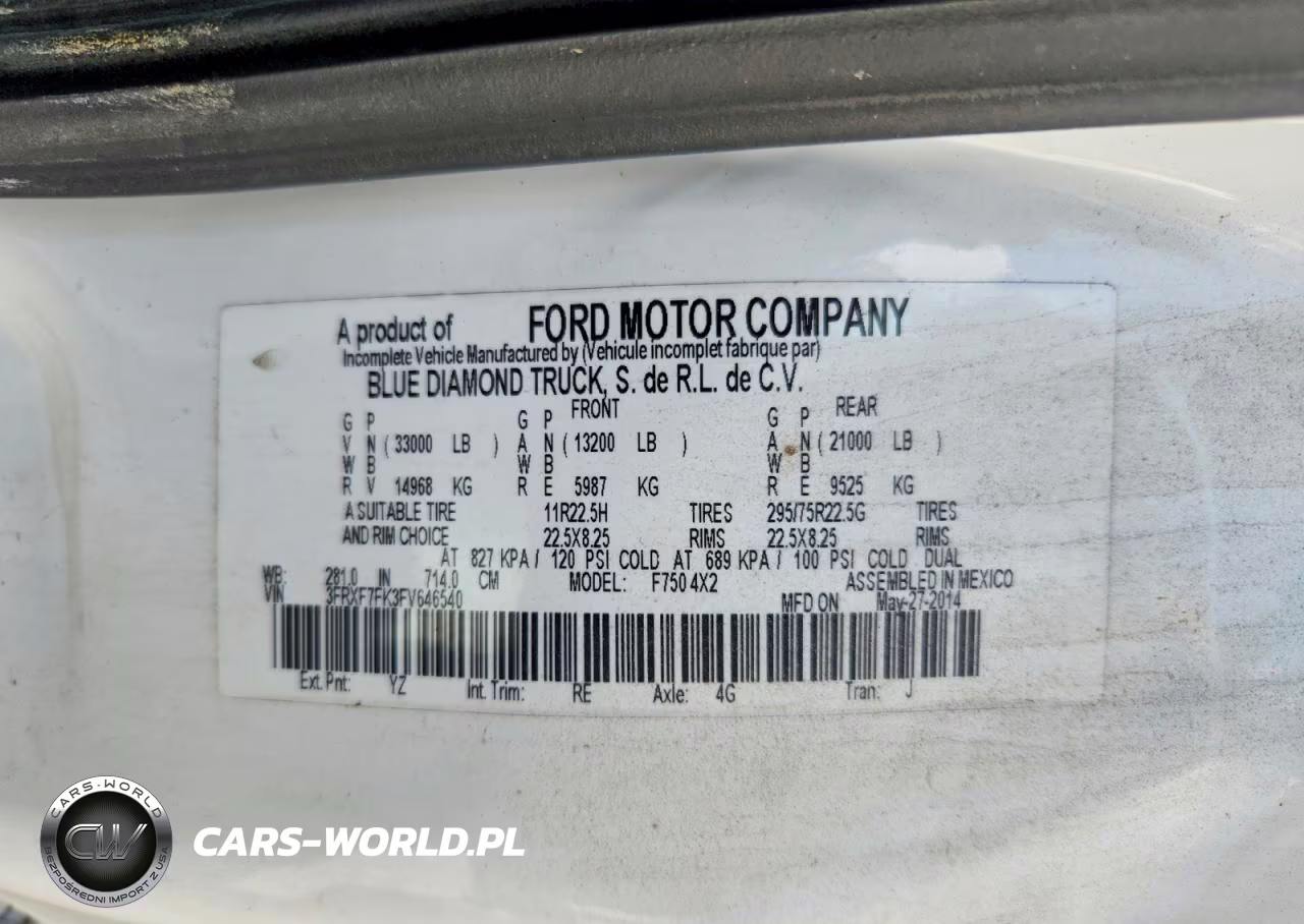 2015 Ford F750 Super Duty VIN:3FRXF7FK3FV646540 - 11