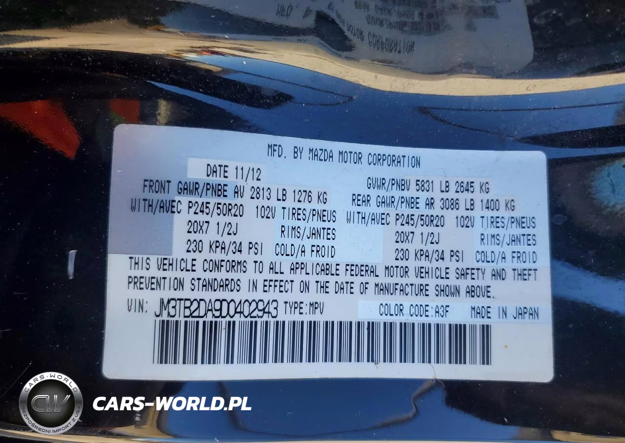 MAZDA CX-9 GRAND VIN:JM3TB2DA9D0402943 - 13
