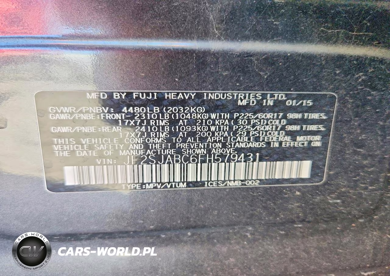 2015 Subaru Forester 2.5I VIN:JF2SJABC6FH579431 - 13
