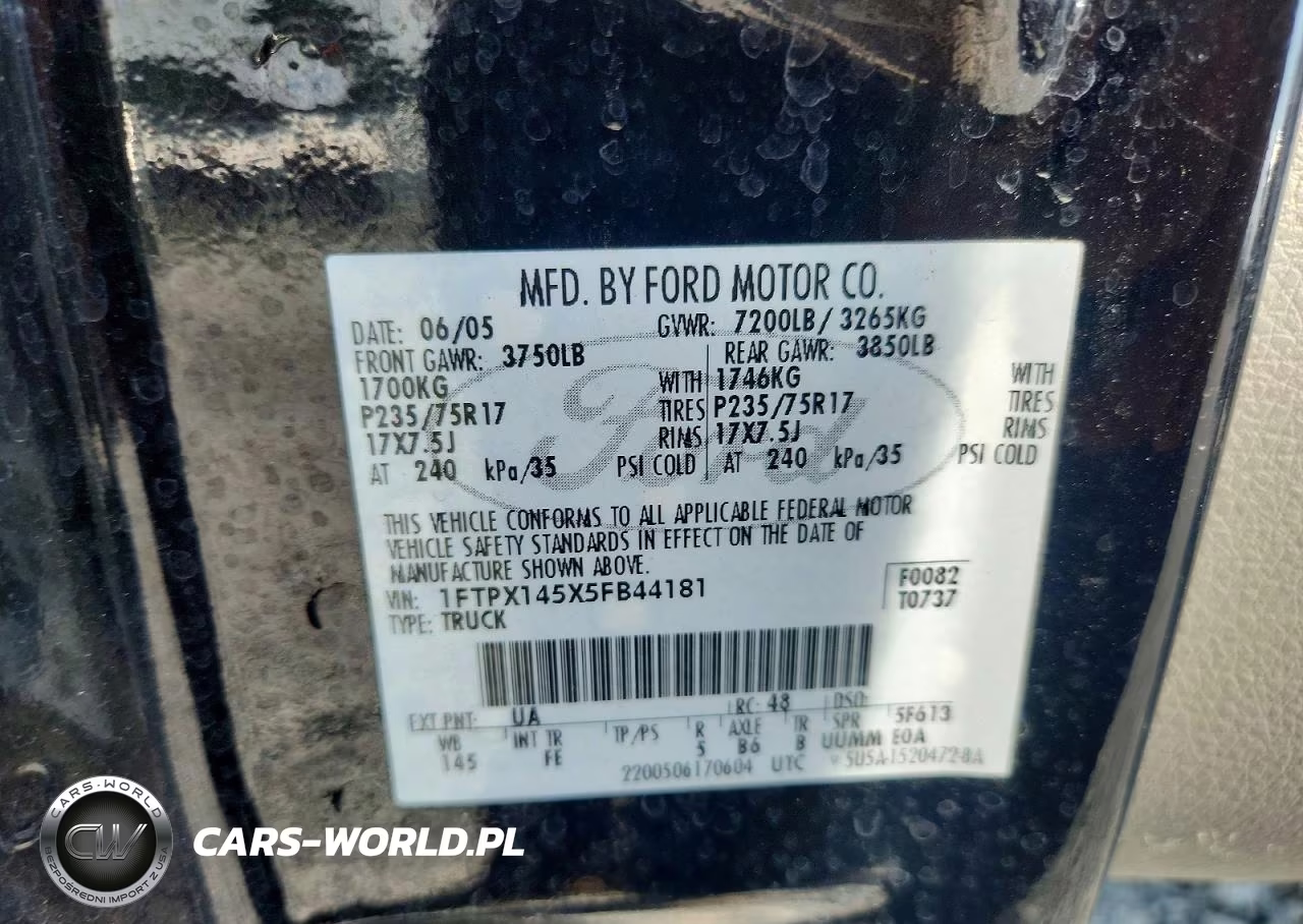 2005 Ford F150 VIN:1FTPX145X5FB44181 - 12