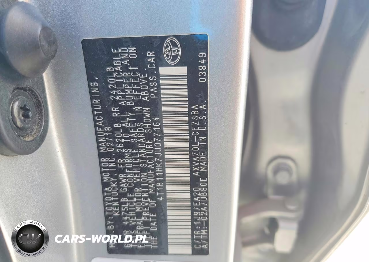 2018 Toyota Camry Se VIN:4T1B11HK7JU077164 - 12