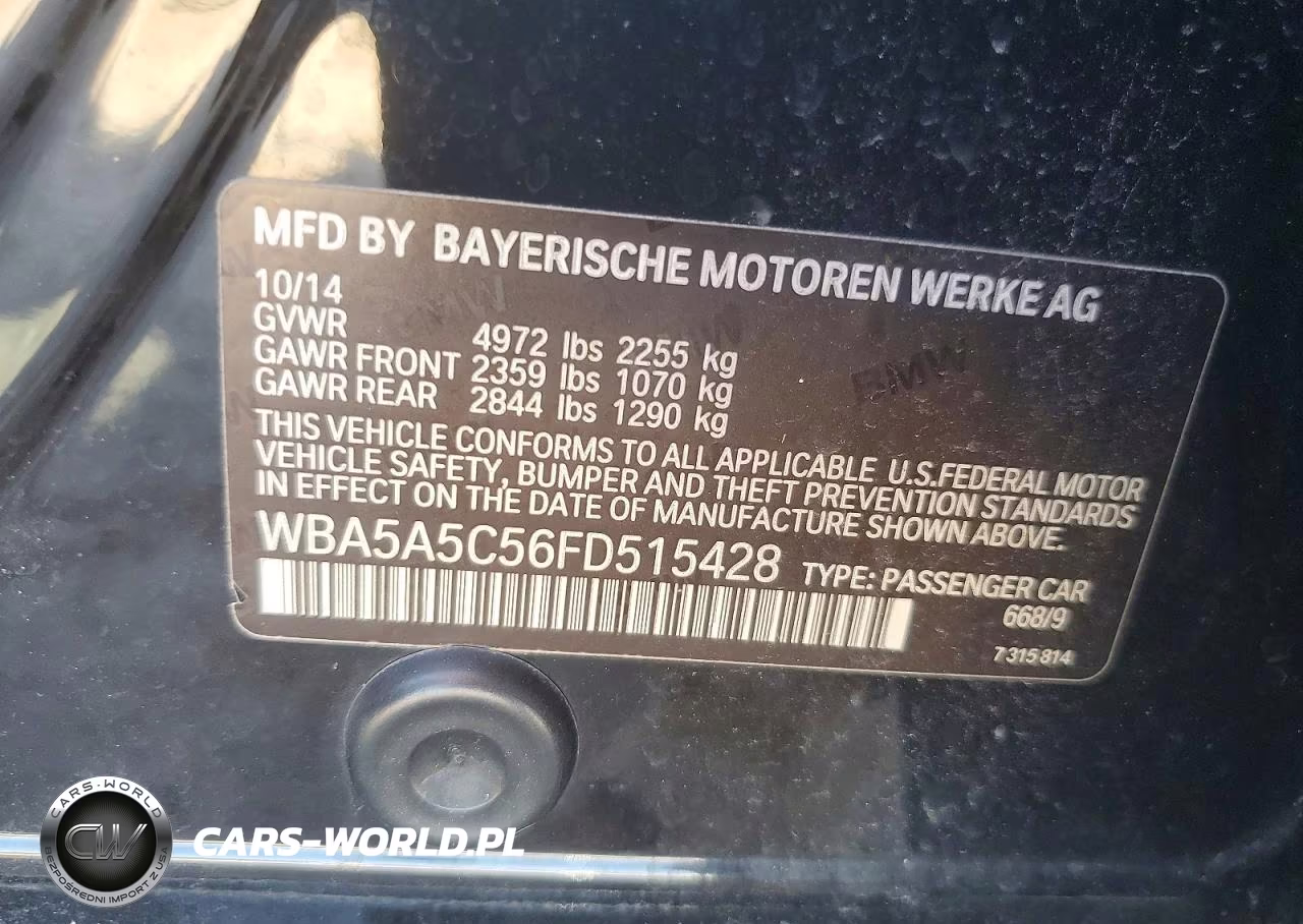 2015 BMW 528 I VIN:WBA5A5C56FD515428 - 12