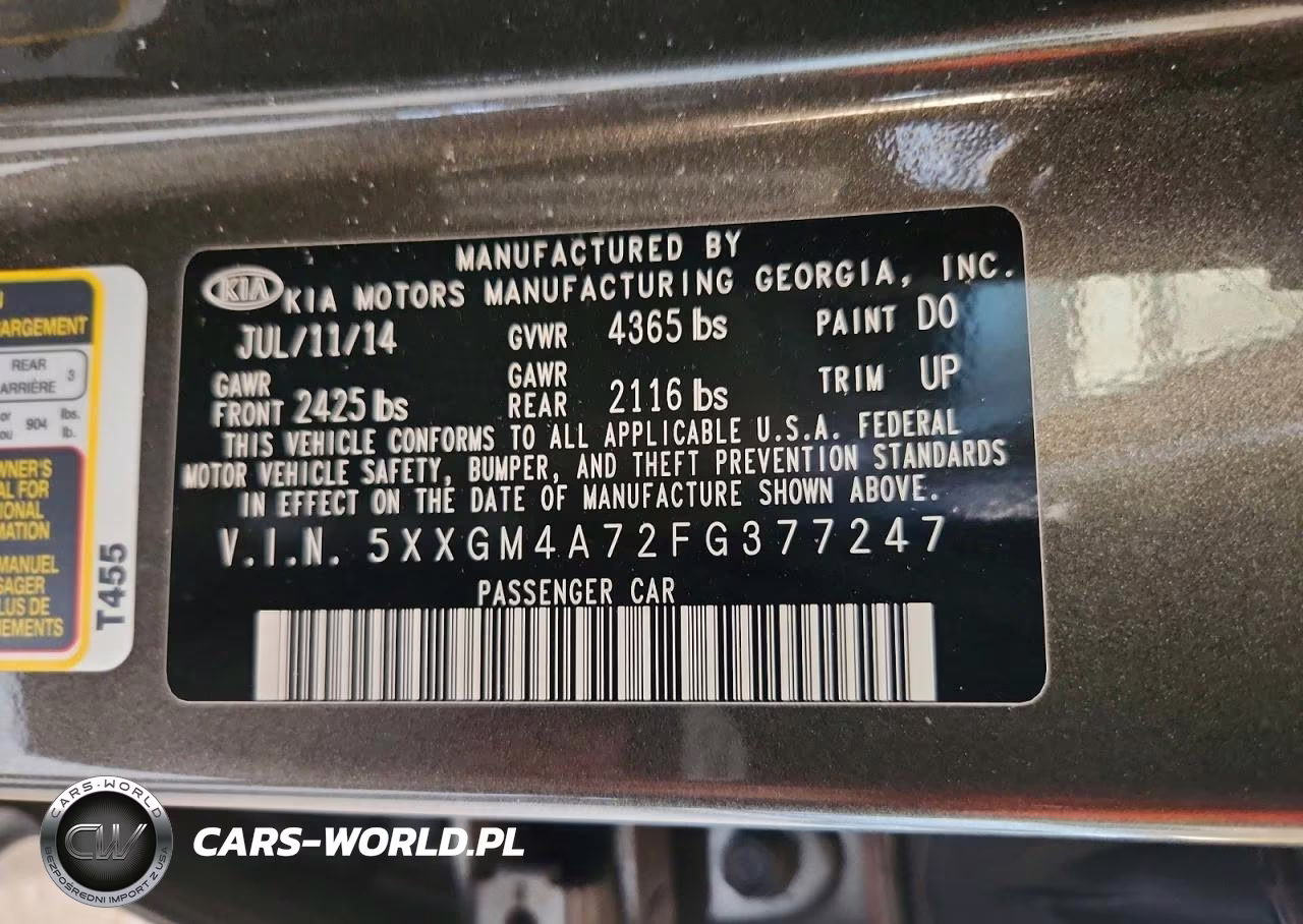 2015 Kia Optima Lx VIN:5XXGM4A72FG377247 - 12