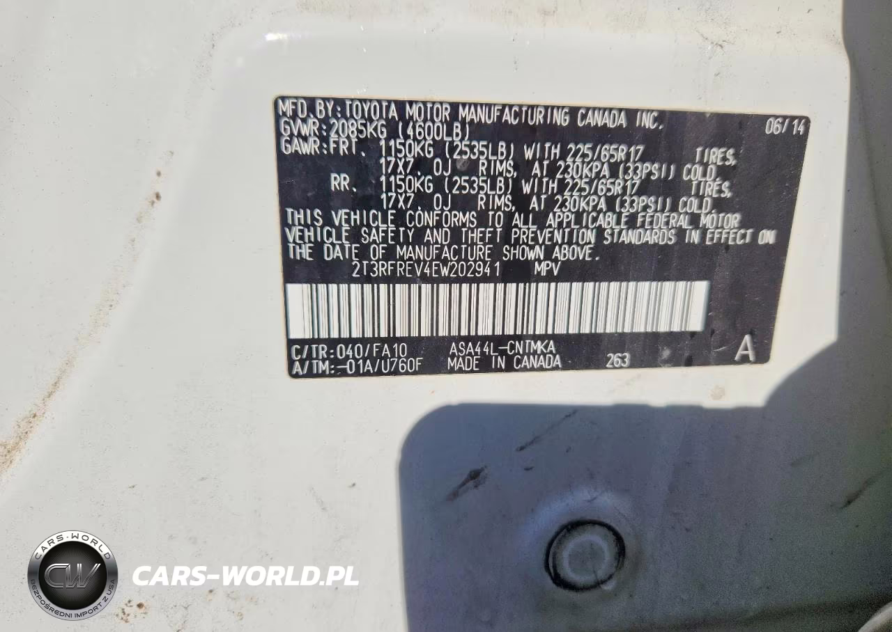 2014 Toyota Rav4 Xle VIN:2T3RFREV4EW202941 - 12