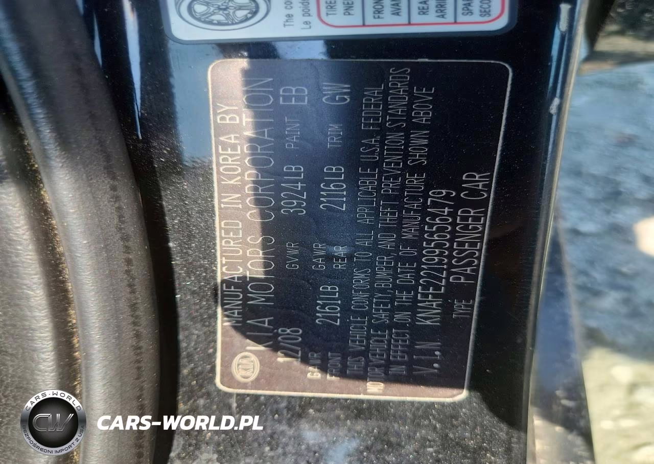 2009 Kia Spectra Lx VIN:KNAFE221995656479 - 12