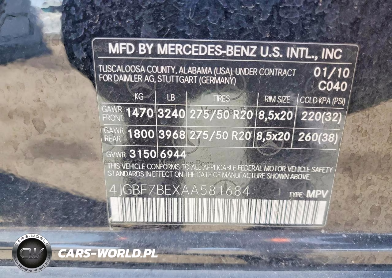 2010 Mercedes-Benz Gl 450 4Matic VIN:4JGBF7BEXAA581684 - 13