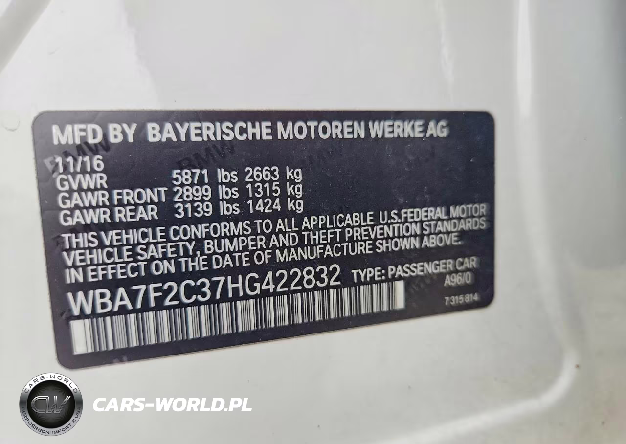2017 BMW 750 Xi VIN:WBA7F2C37HG422832 - 13