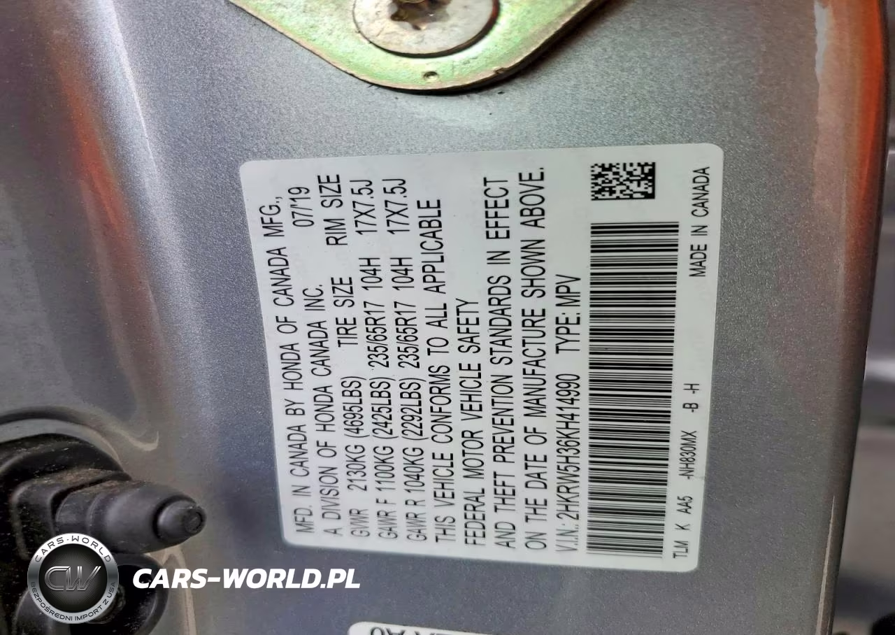 2019 Honda Cr-V Lx VIN:2HKRW5H36KH414990 - 13