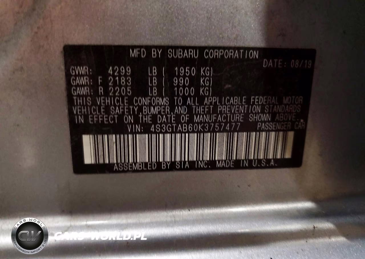 2019 Subaru Impreza VIN:4S3GTAB60K3757477 - 12