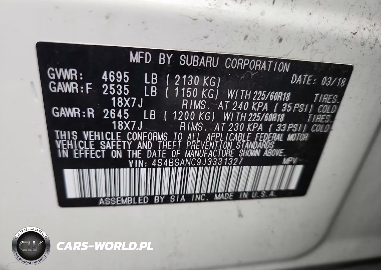 2018 Subaru Outback 2.5I Limited VIN:4S4BSANC9J3331327 - 13