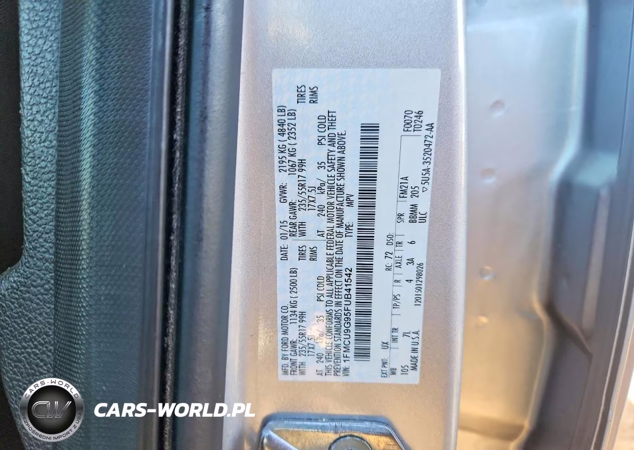 2015 Ford Escape Se VIN:1FMCU9G95FUB41542 - 14