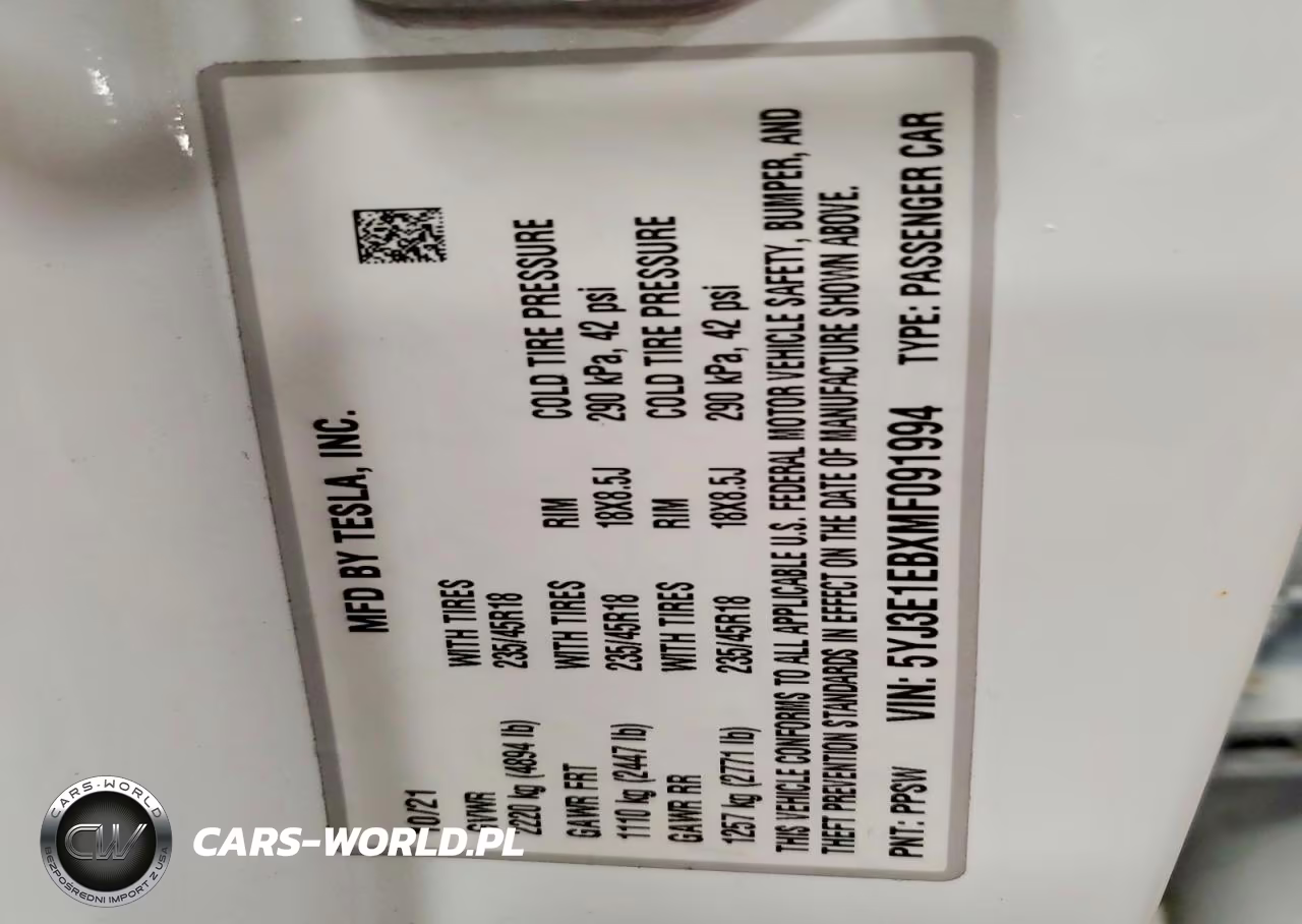 2021 Tesla Model 3 VIN:5YJ3E1EBXMF091994 - 12