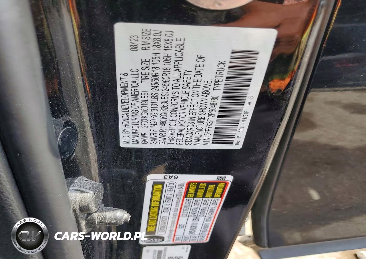 2023 Honda Ridgeline Sport VIN:5FPYK3F12PB048780 - 13