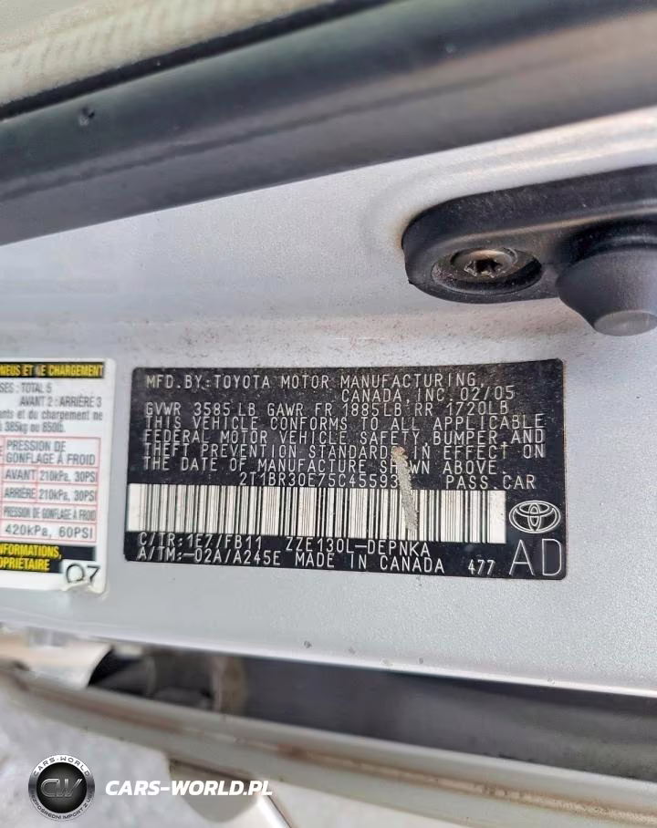 2005 Toyota Corolla Le VIN:2T1BR30E75C455937 - 12