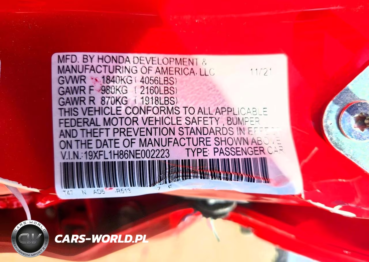 2022 Honda Civic Sport Touring VIN:19XFL1H86NE002223 - 12