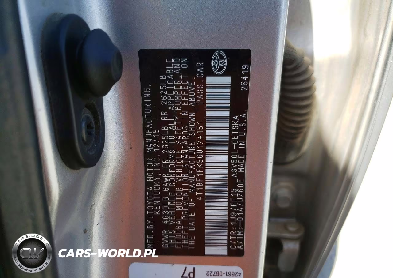 2016 Toyota Camry Se VIN:4T1BF1FK5GU174151 - 12