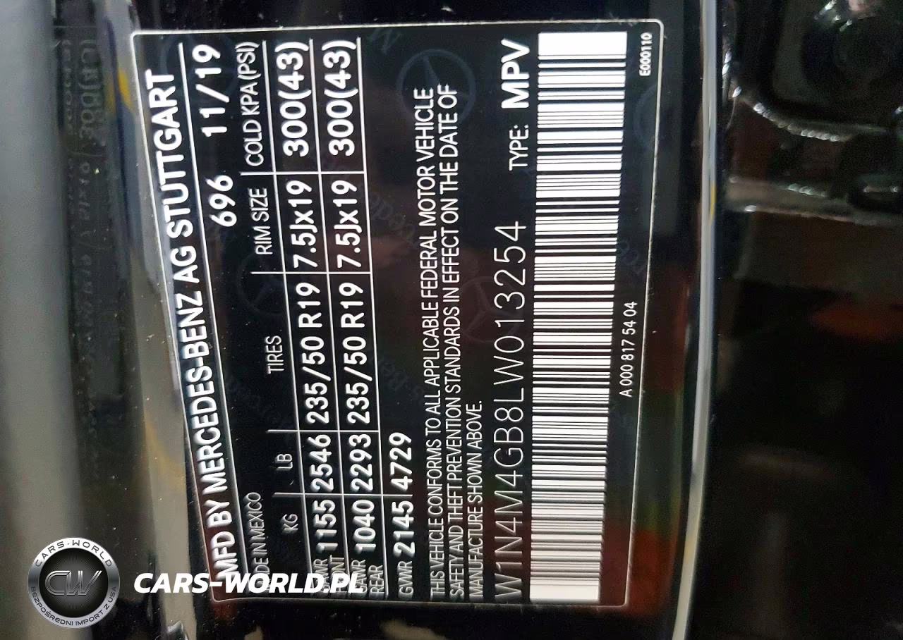 2020 Mercedes-Benz Glb 250 VIN:W1N4M4GB8LW013254 - 13