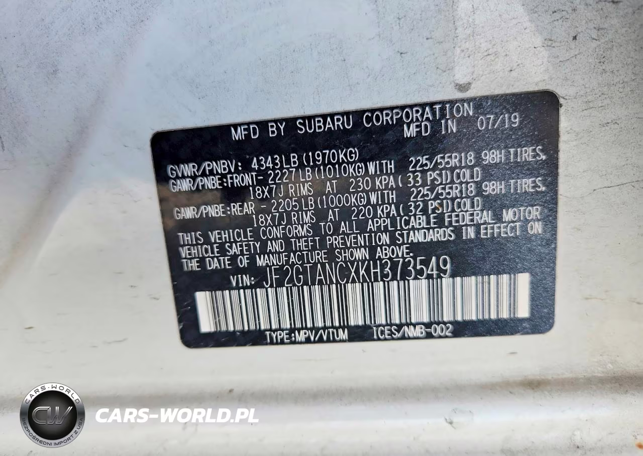 2019 Subaru Crosstrek Limited VIN:JF2GTANCXKH373549 - 13