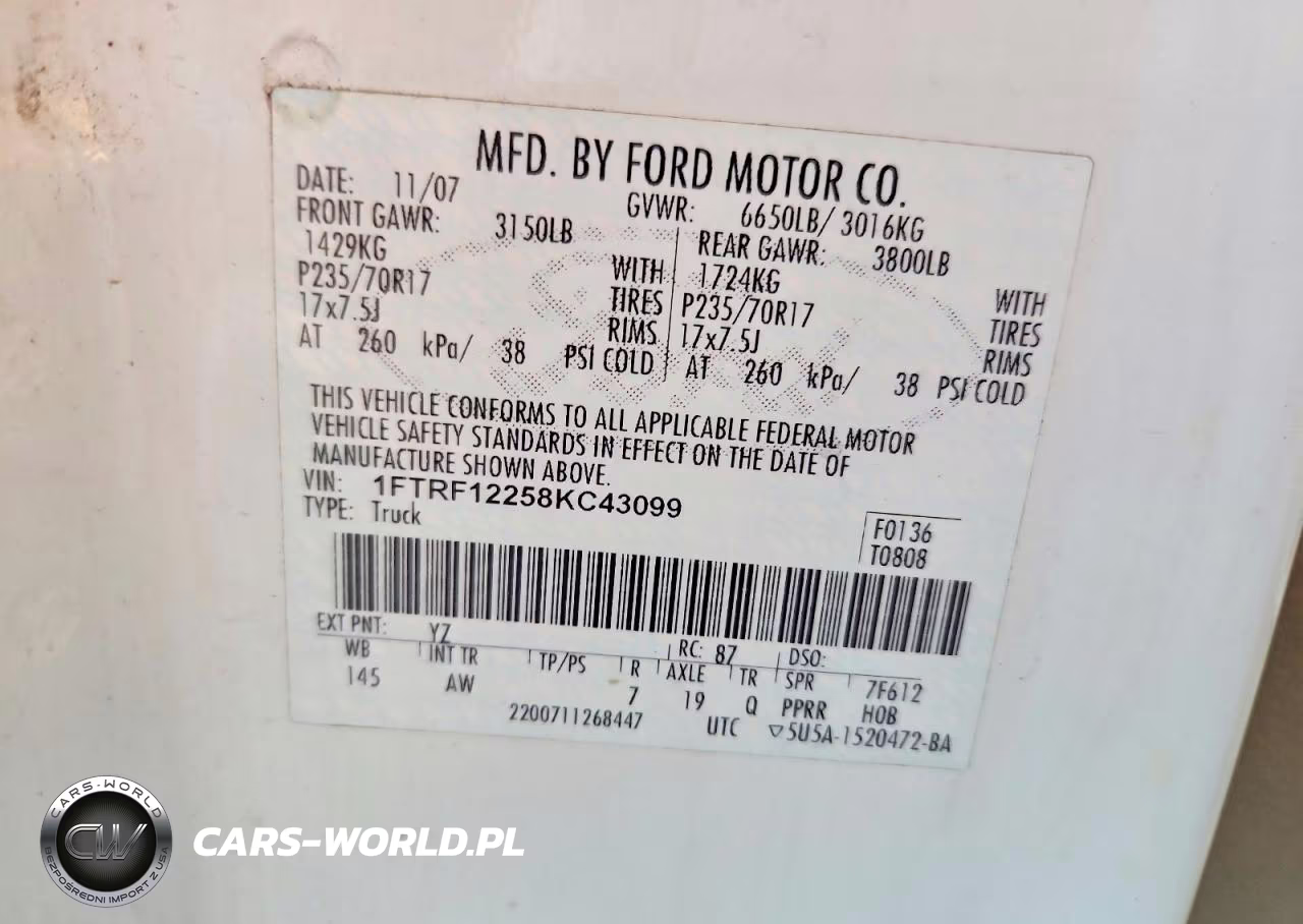 2008 Ford F150 VIN:1FTRF12258KC43099 - 12