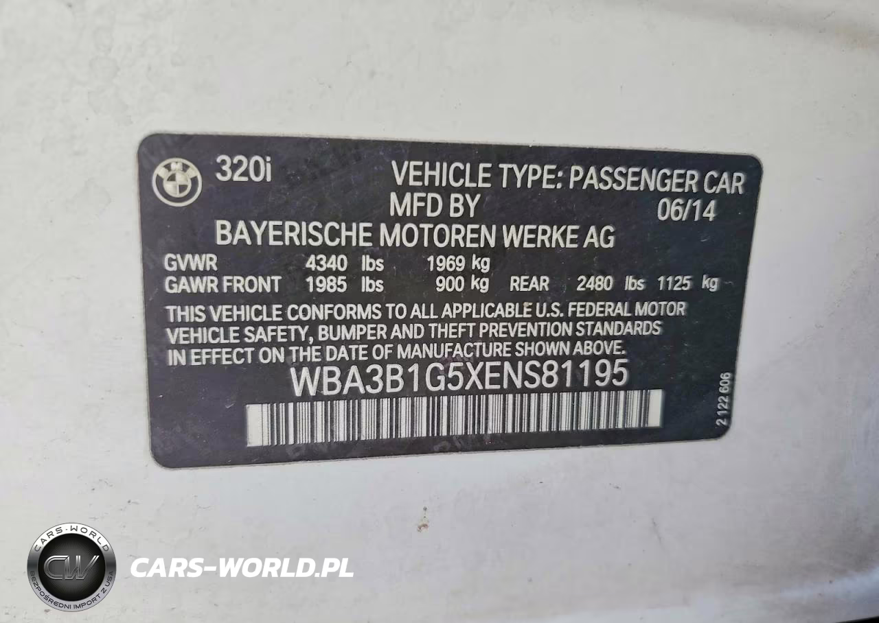 2014 BMW 320 I VIN:WBA3B1G5XENS81195 - 12