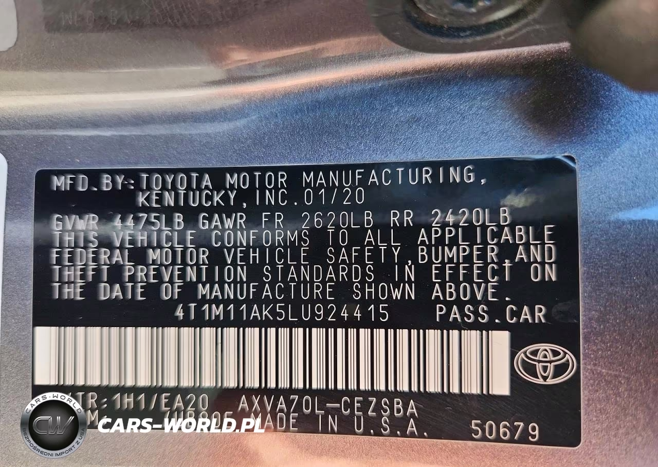 2020 Toyota Camry Se VIN:4T1M11AK5LU924415 - 12