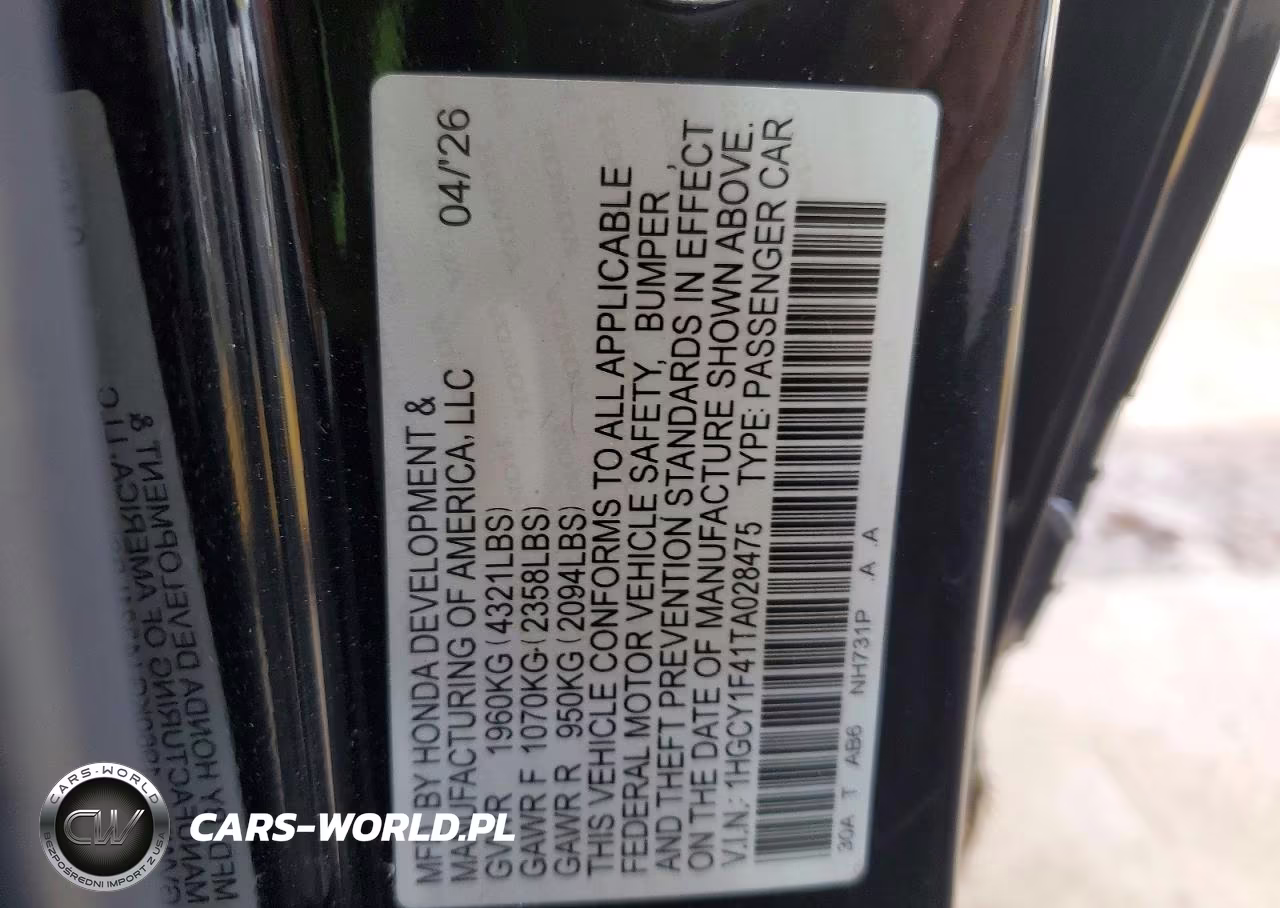 2026 Honda Accord Se VIN:1HGCY1F41TA028475 - 12