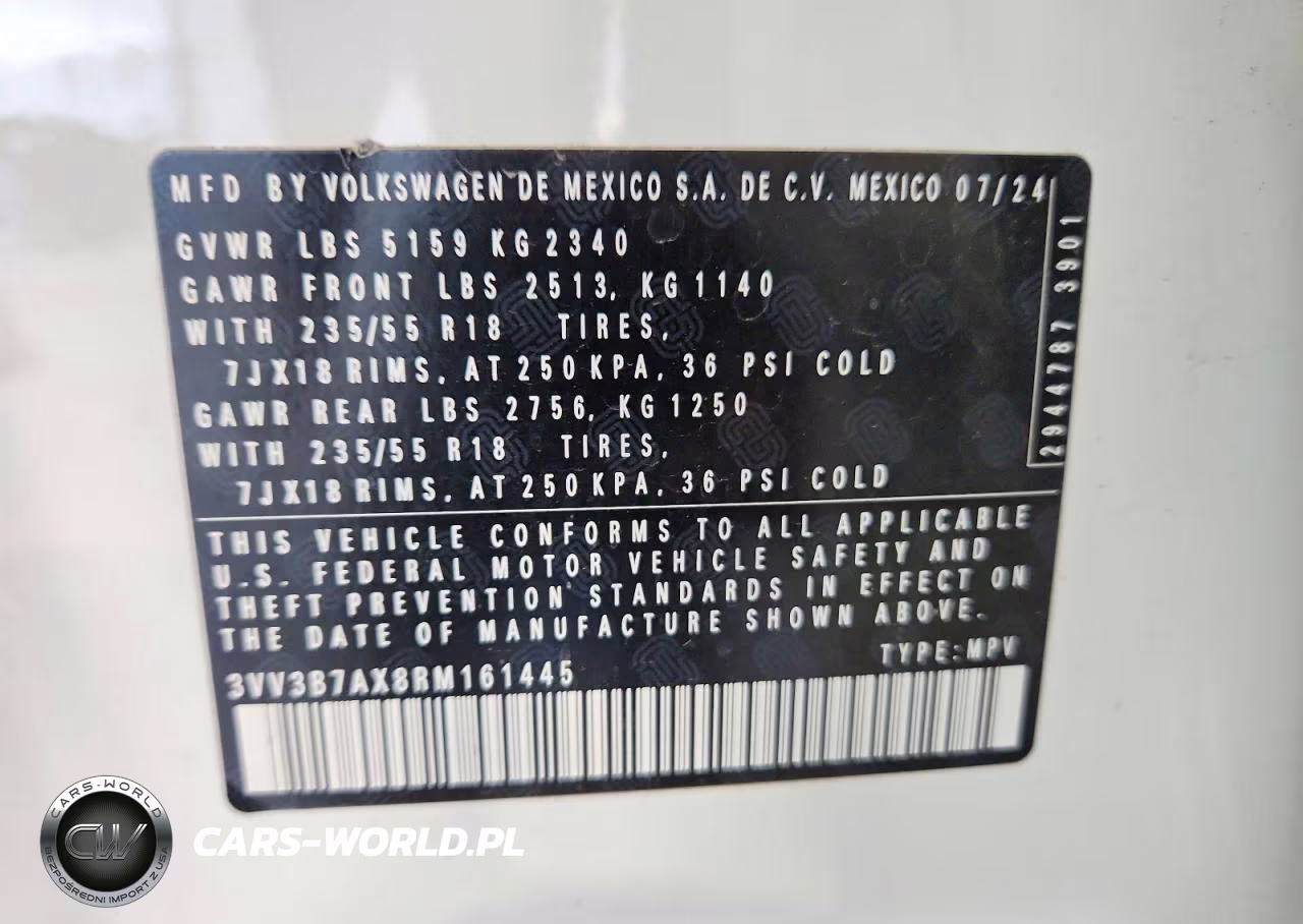 2024 Volkswagen Tiguan Se VIN:3VV3B7AX8RM161445 - 13