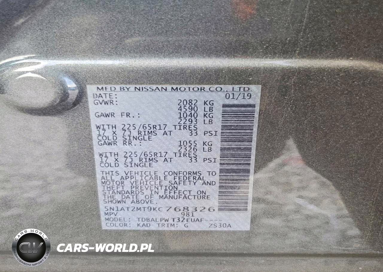2019 Nissan Rogue S VIN:5N1AT2MT9KC768326 - 13