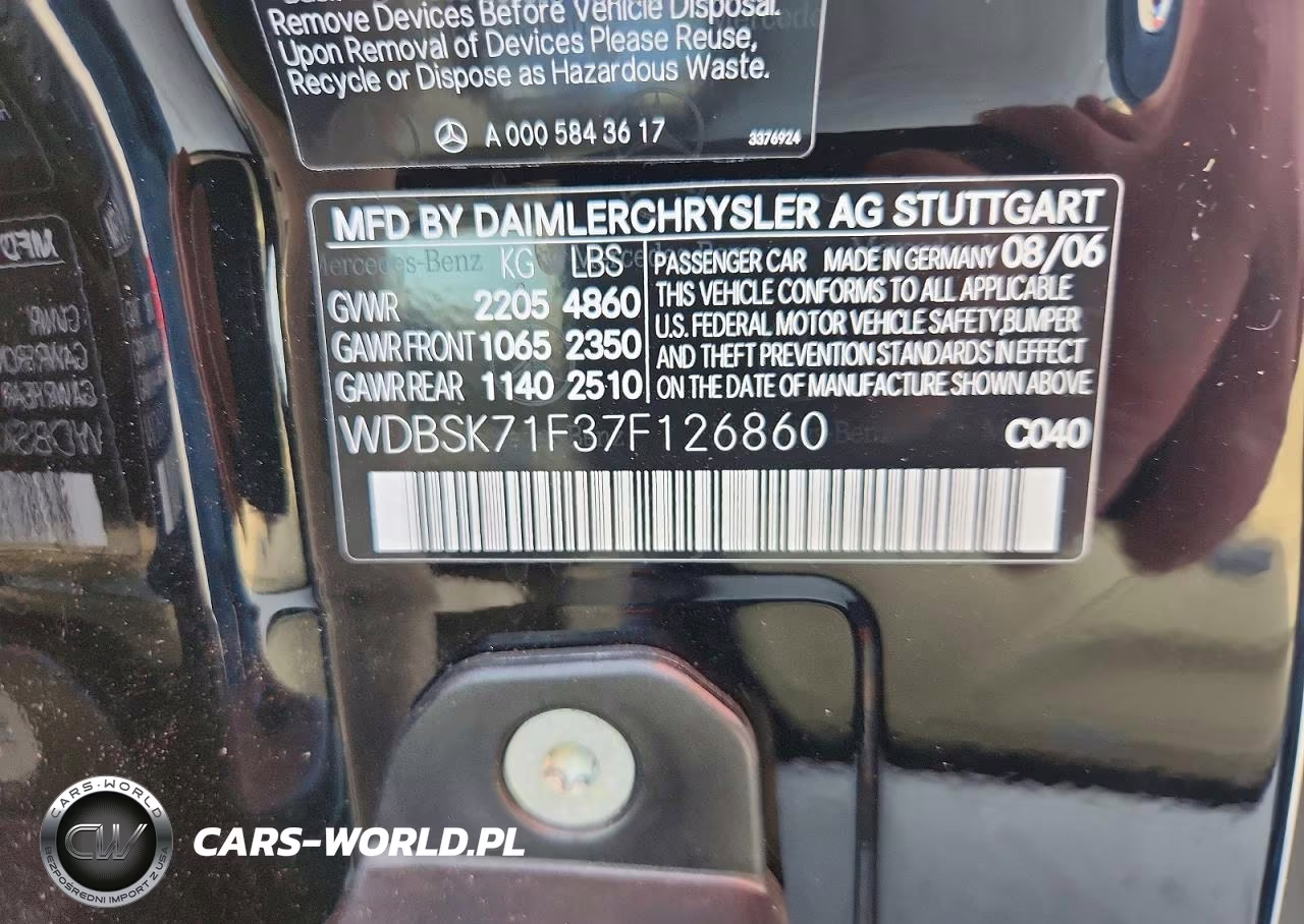 2007 Mercedes-Benz Sl 550 VIN:WDBSK71F37F126860 - 12