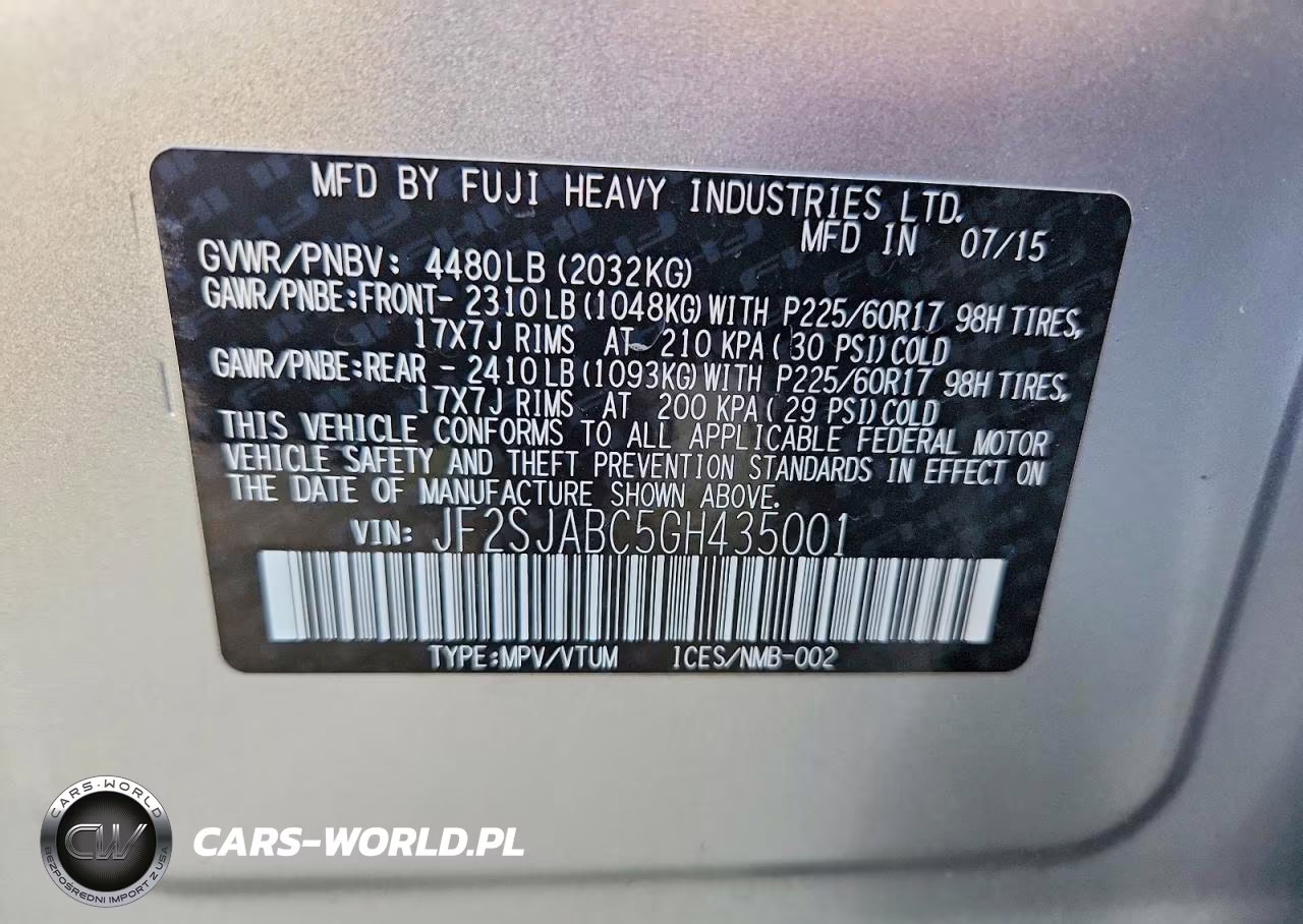 2016 Subaru Forester 2.5I VIN:JF2SJABC5GH435001 - 13