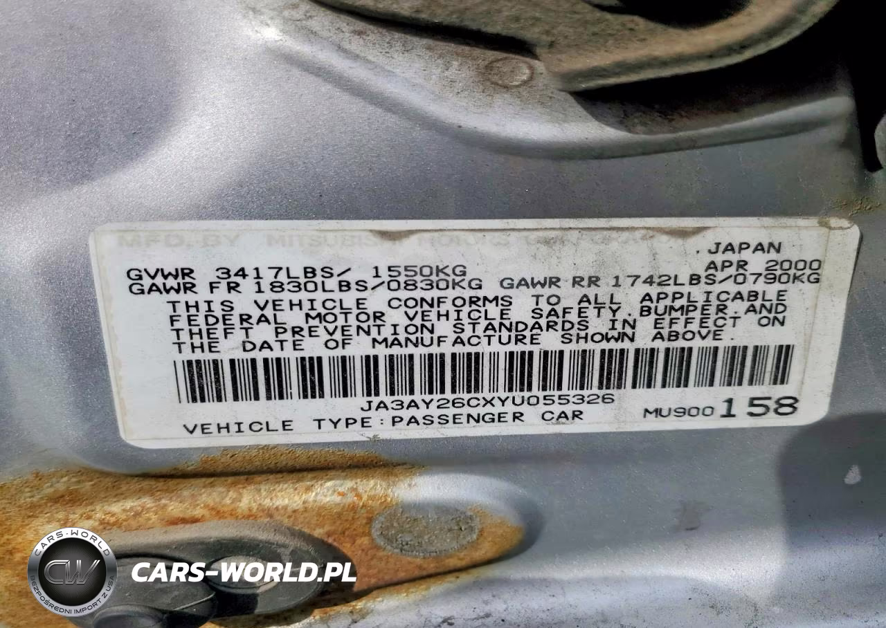 2000 Mitsubishi Mirage De VIN:JA3AY26CXYU055326 - 13