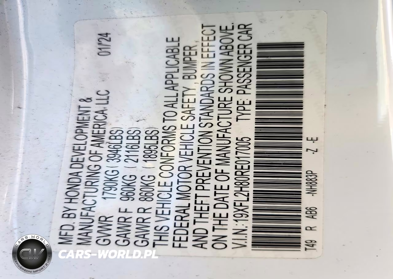 2024 Honda Civic Sport VIN:19XFL2H80RE017005 - 13