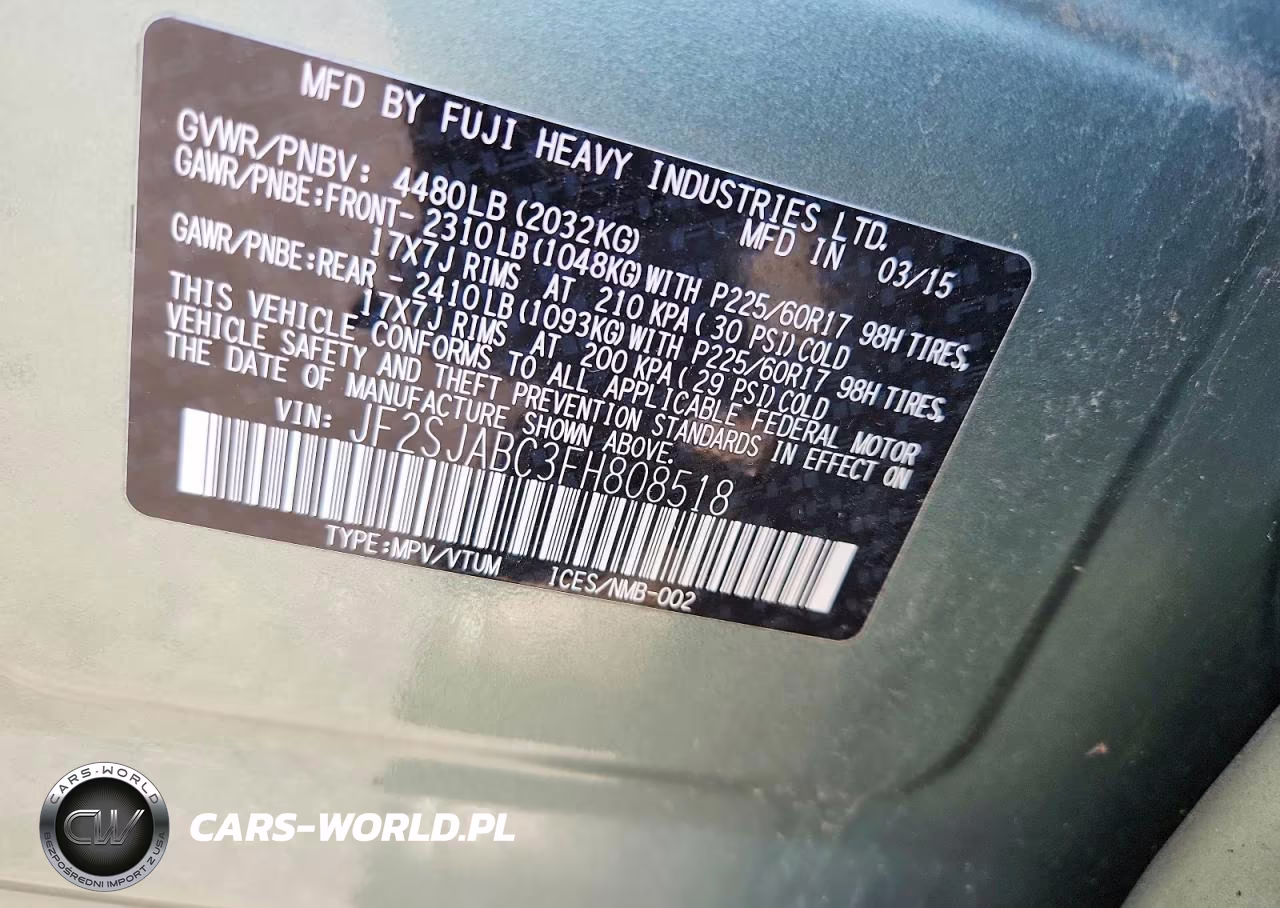 2015 Subaru Forester 2.5I VIN:JF2SJABC3FH808518 - 13