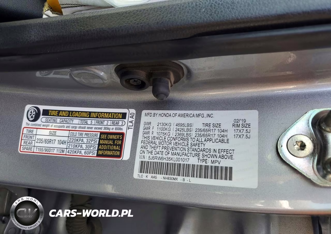 2019 Honda Cr-V Lx VIN:5J6RW6H35KL001017 - 14