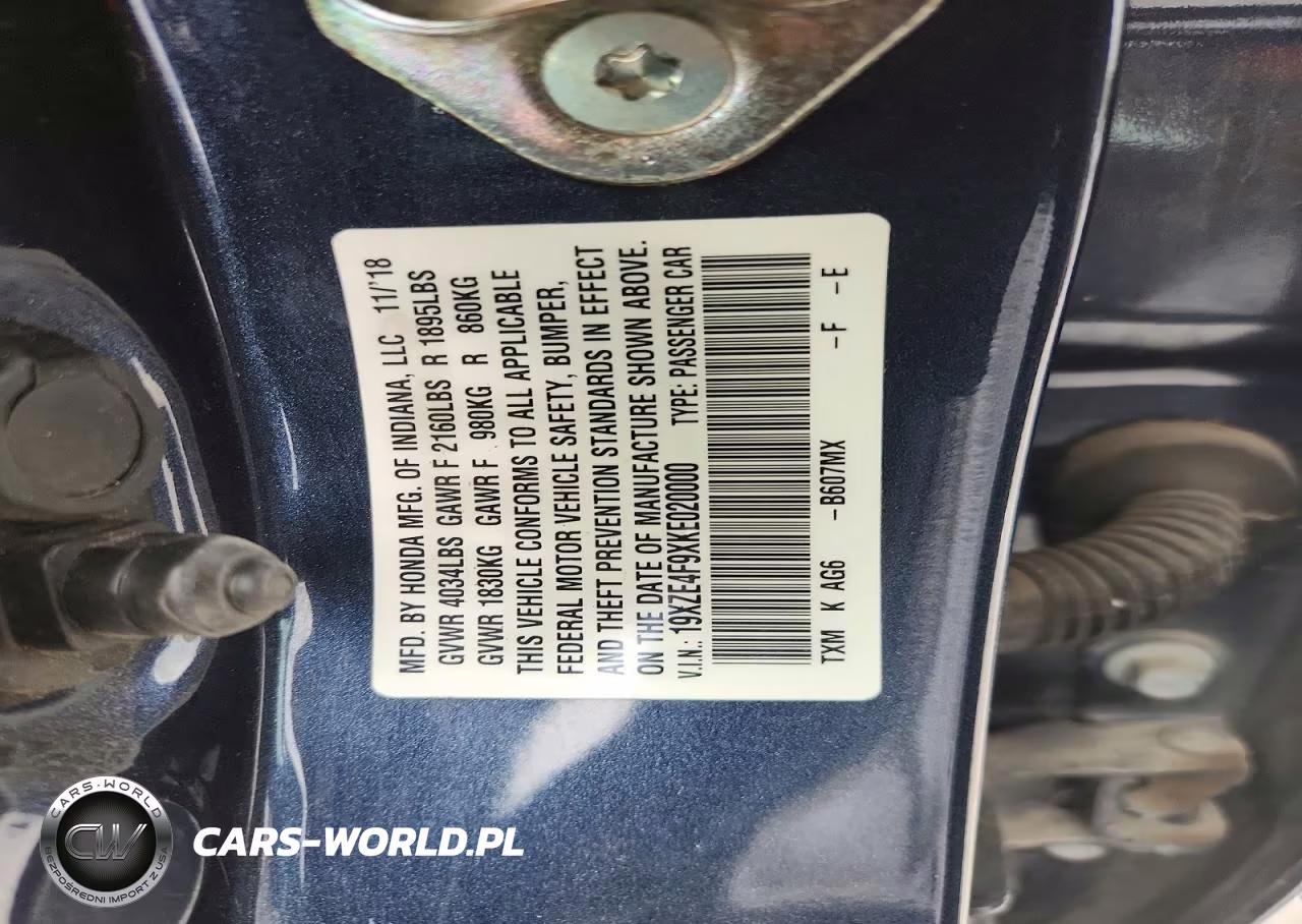 2019 Honda Insight Touring VIN:19XZE4F9XKE020000 - 13