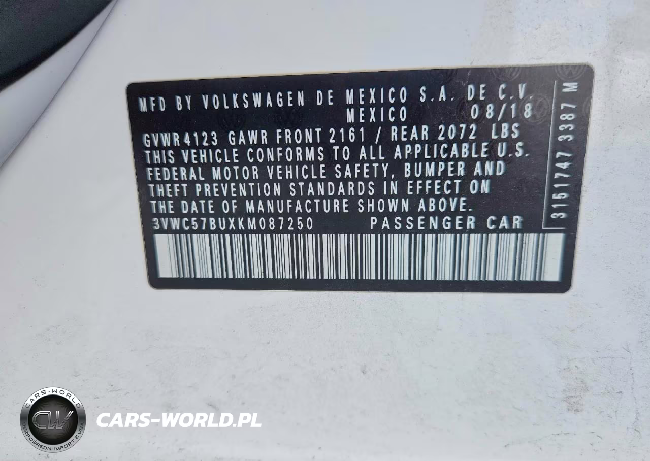 2019 Volkswagen Jetta S VIN:3VWC57BUXKM087250 - 12