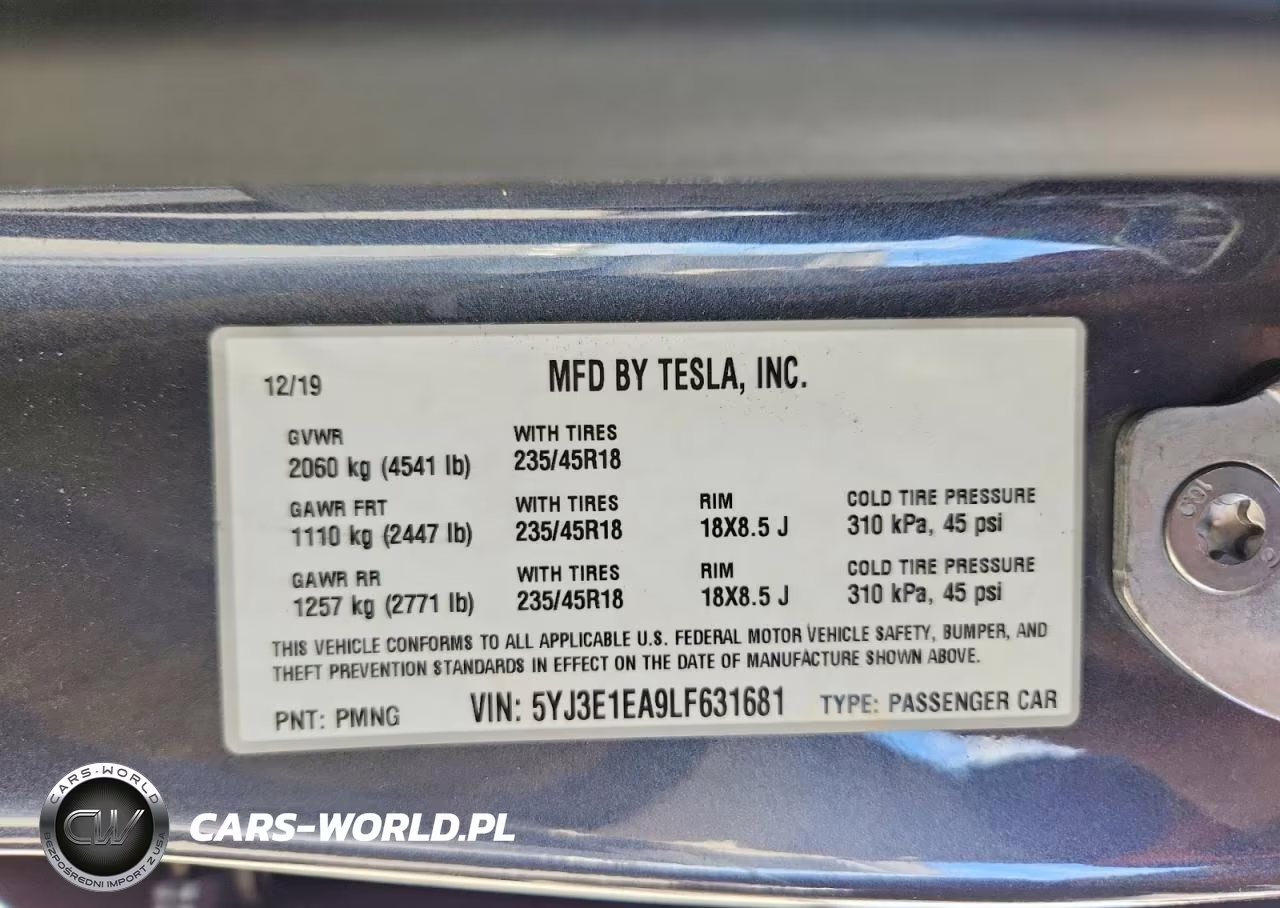 2020 Tesla Model 3 VIN:5YJ3E1EA9LF631681 - 12