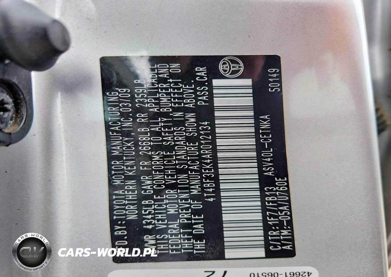 2010 Toyota Camry Le VIN:4T4BF3EK4AR012134 - 12