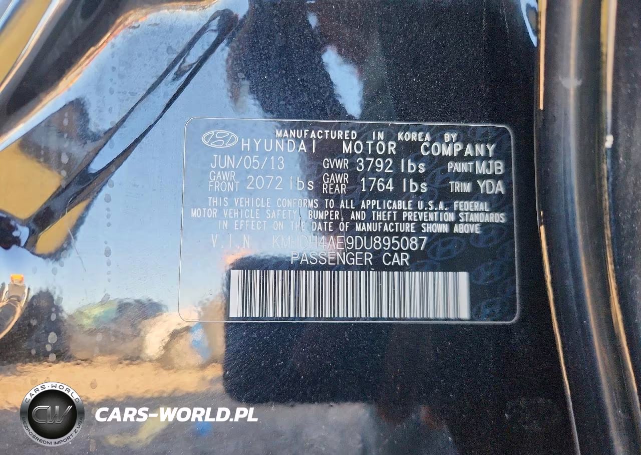 2013 Hyundai Elantra Gls VIN:KMHDH4AE9DU895087 - 12