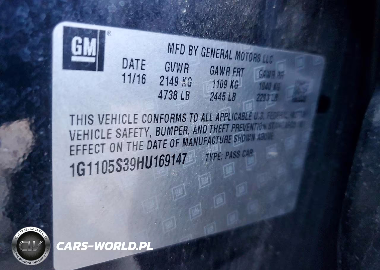 2017 Chevrolet Impala Lt VIN:1G1105S39HU169147 - 12