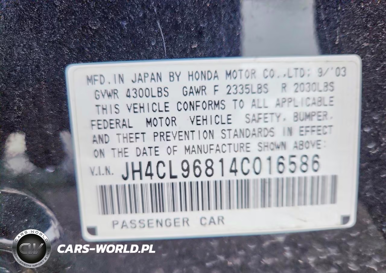 2004 Acura Tsx VIN:JH4CL96814C016586 - 12
