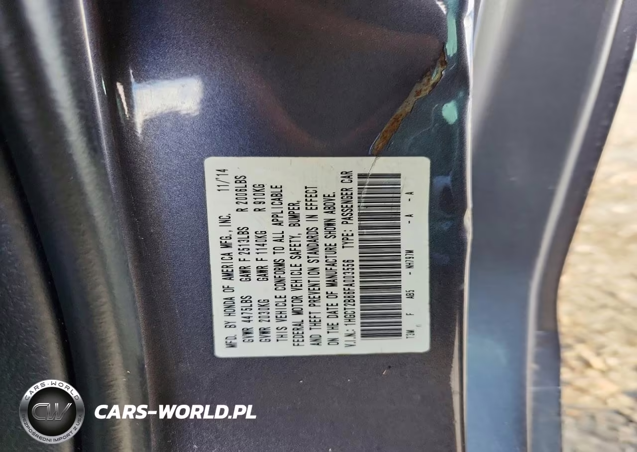 2015 Honda Accord Exl VIN:1HGCT2B86FA003556 - 12