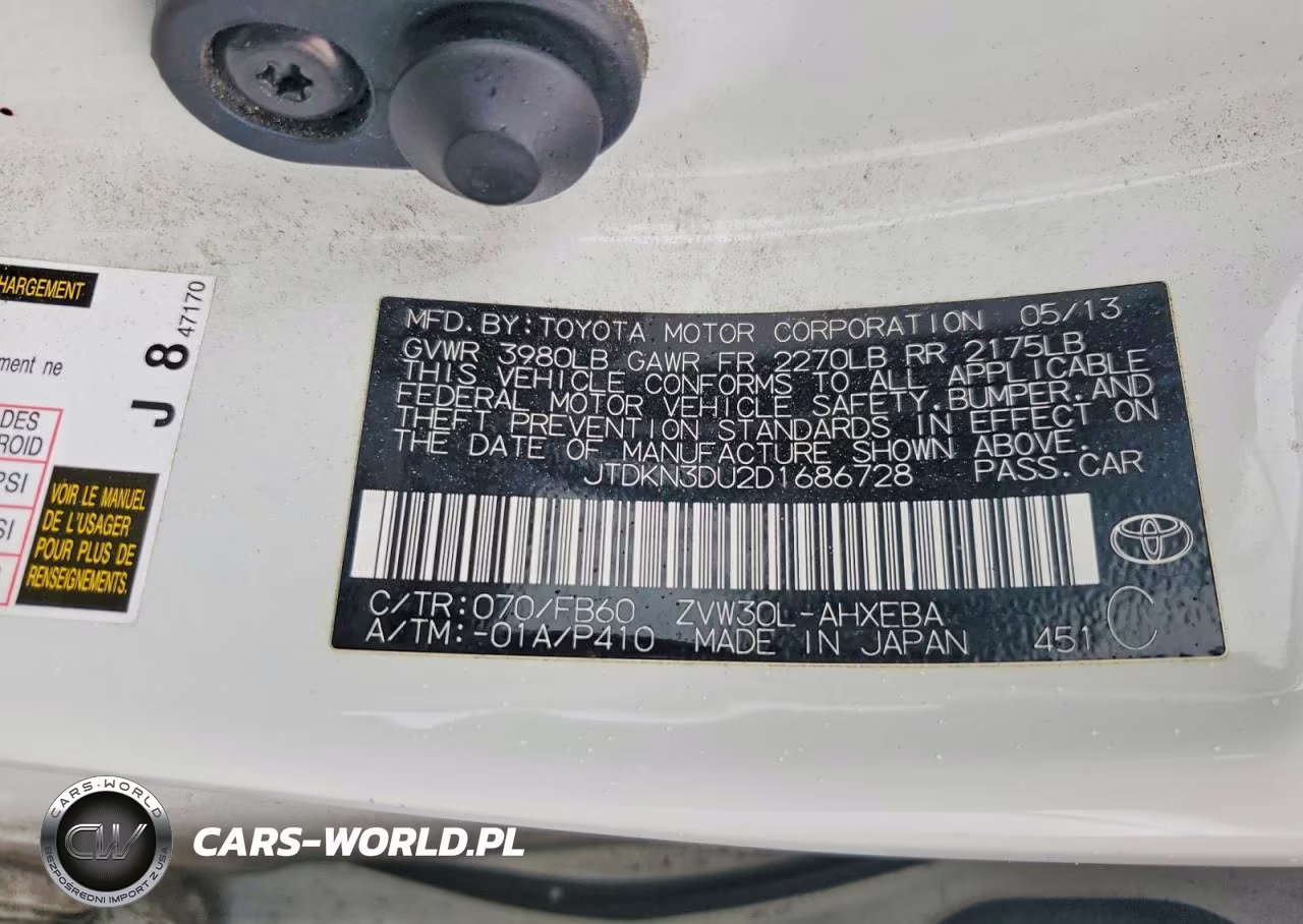 2013 Toyota Prius Two VIN:JTDKN3DU2D1686728 - 12