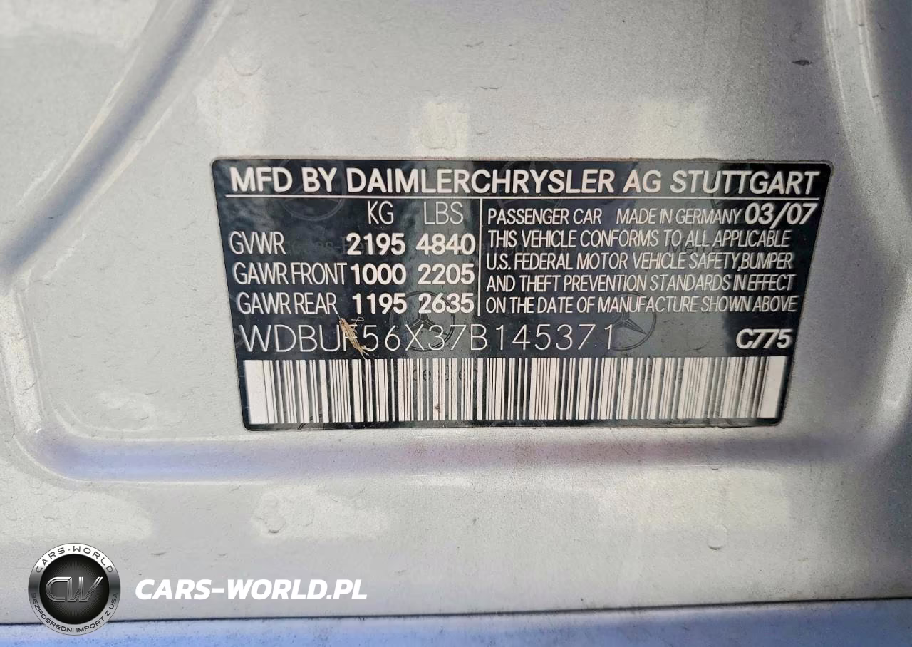 2007 Mercedes-Benz E 350 VIN:WDBUF56X37B145371 - 12