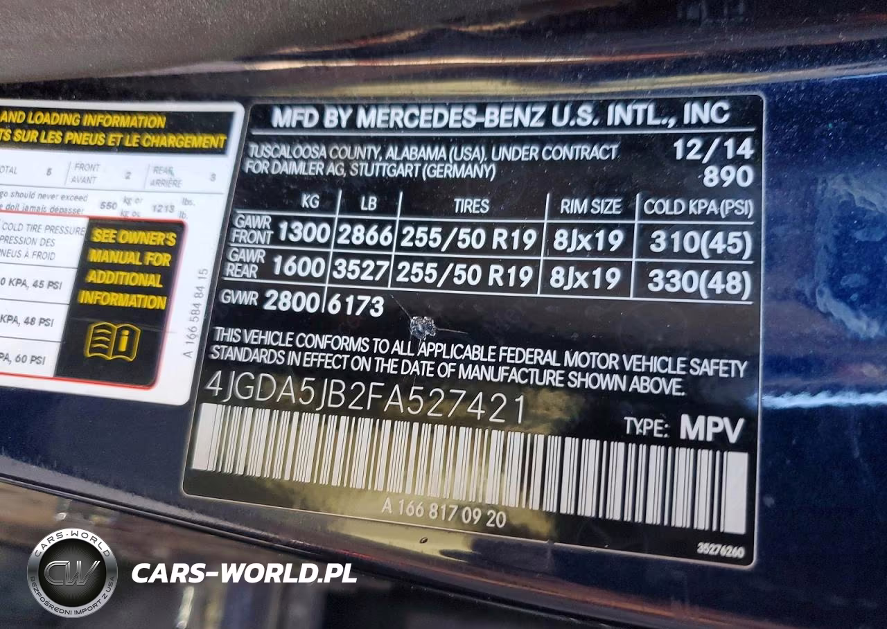 2015 Mercedes-Benz Ml 350 VIN:4JGDA5JB2FA527421 - 13